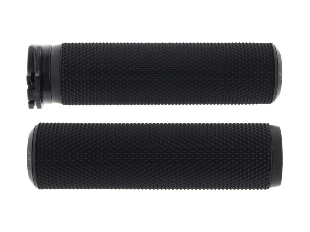 Black Handgrips - Knurled Fusion - Fits H-D With Throttle Cable Arlen Ness