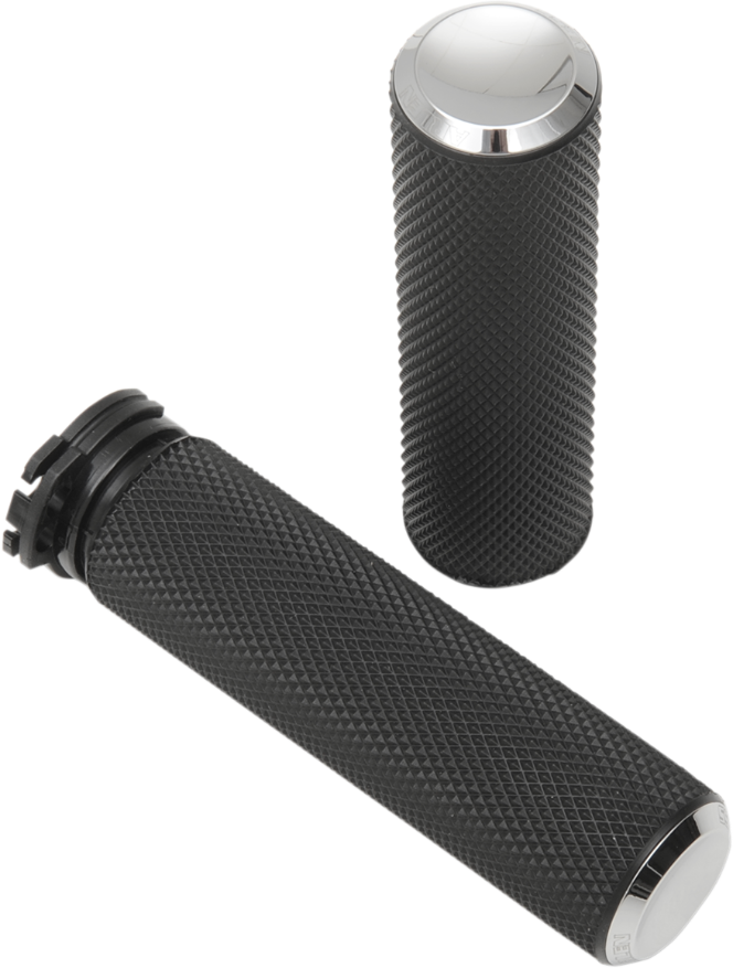 Chrome Handgrips - Knurled Fusion - Fits H-D With Throttle Cable Arlen Ness