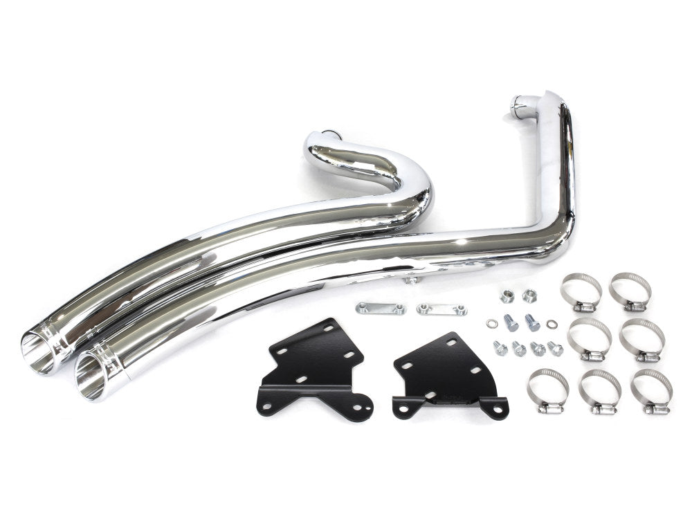 Sharp Curve Radius Exhaust – Chrome With Chrome End Caps. Fits Softail 2018up. – Freedom Performance Exhaust (Copy)