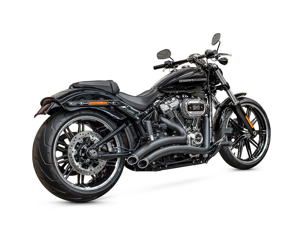 Sharp Curve Radius Exhaust – Black With Black End Caps. Fits Softail 2018up. – Freedom Performance Exhaust