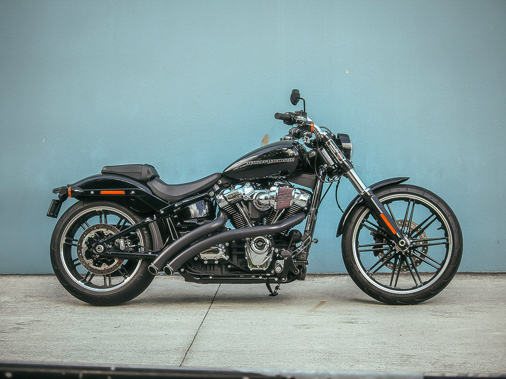 Radical Radius Exhaust – Black With Black End Caps. Fits Softail 2018up. – Freedom Performance Exhaust (Copy)