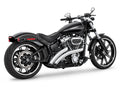 Radical Ground Pounder Exhaust – Chrome With Black Straight Cut End Caps. Fits Softail 2018up – Freedom Performance Exhaust