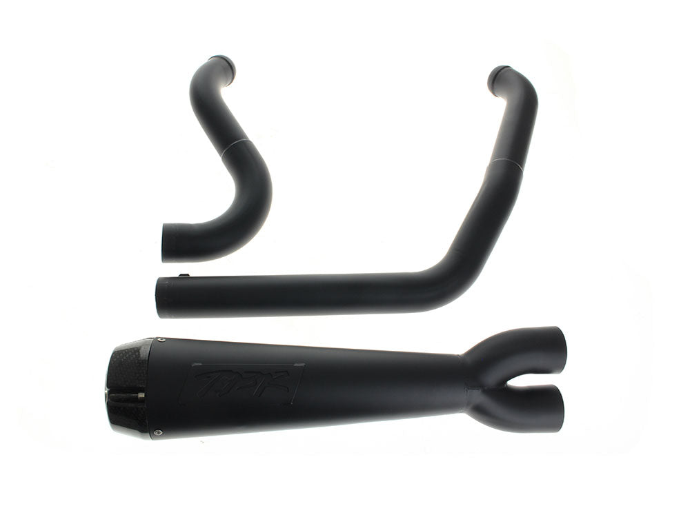 Comp-S 2-Into-1 Exhaust – Black With Carbon Fiber End Cap. Fits Softail 2018up With Non-240 Rear Tyre – Two Brothers Racing Exhaust